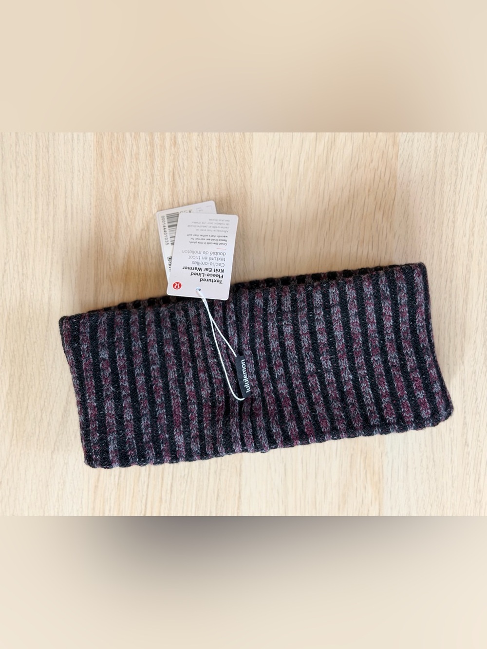 lululemon athletica Black and Dark Pink Ribbed Headband